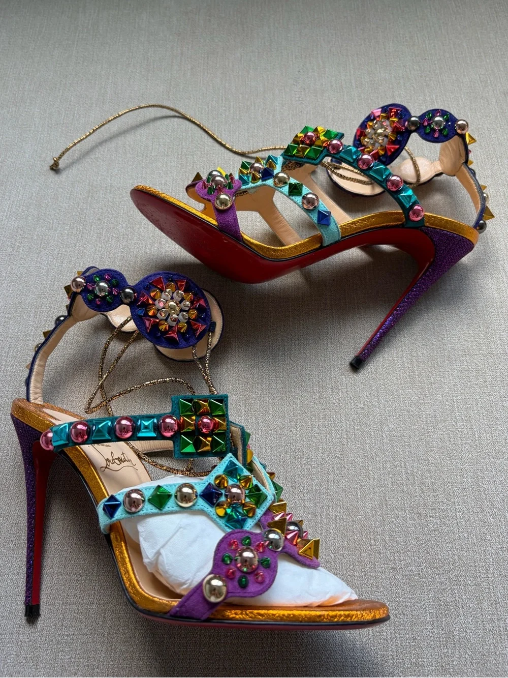 Christian Louboutin Multicolored Jeweled Stiletto Sandals